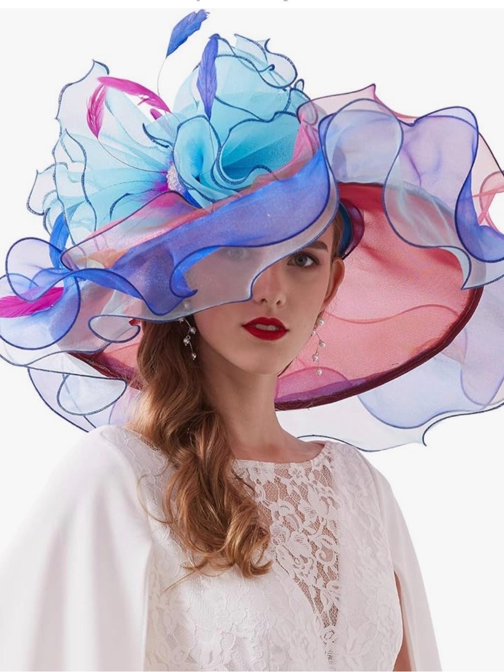 Elegant Blue and Purple Derby Hat